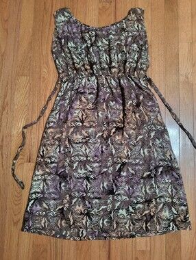 Hand Kreation Brown And Orange Midi Dress With Pockets, Women's Medium